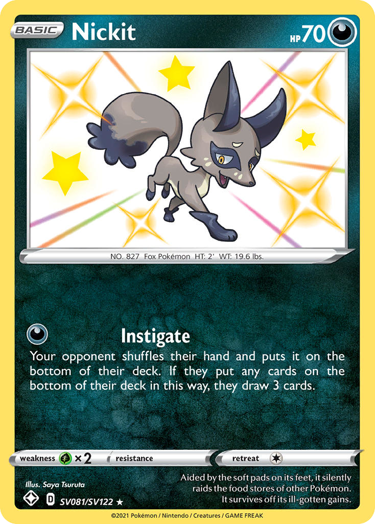 Nickit SV081/122 Rare Shiny | Shining Fates Shiny Vault | Pokemon Card