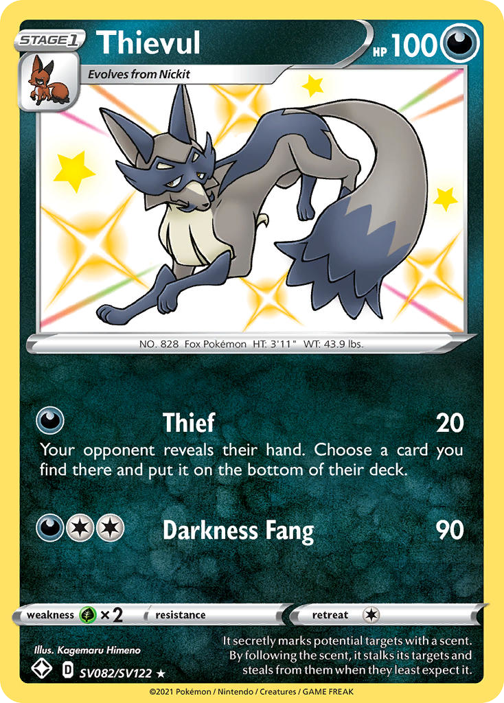 Thievul SV082/122 Rare Shiny | Shining Fates Shiny Vault | Pokemon Card