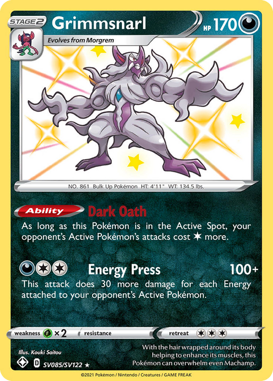 Grimmsnarl SV085/122 Rare Shiny | Shining Fates Shiny Vault | Pokemon Card