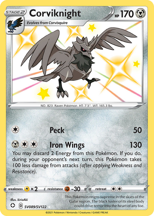 Corviknight SV089/122 Rare Shiny | Shining Fates Shiny Vault | Pokemon Card