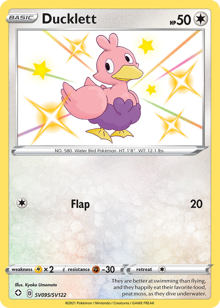 Ducklett SV095/122 Rare Shiny | Shining Fates Shiny Vault | Pokemon Card