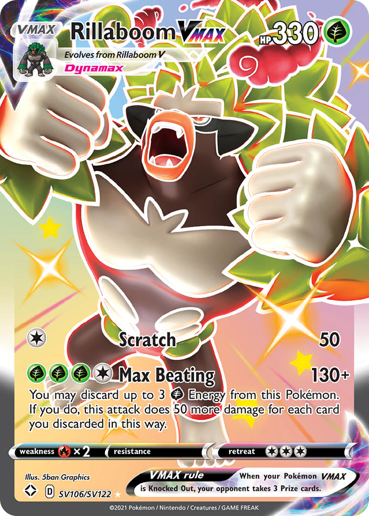 Rillaboom VMAX SV106/122 Rare Holo VMAX | Shining Fates Shiny Vault | Pokemon Card