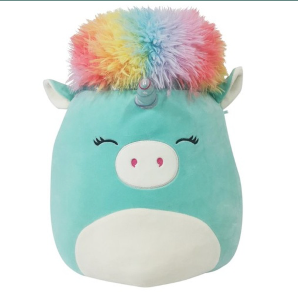Squishdoo Teal Unicorn with Rainbow Hair ~ 14" Inch Squishmallow Plush