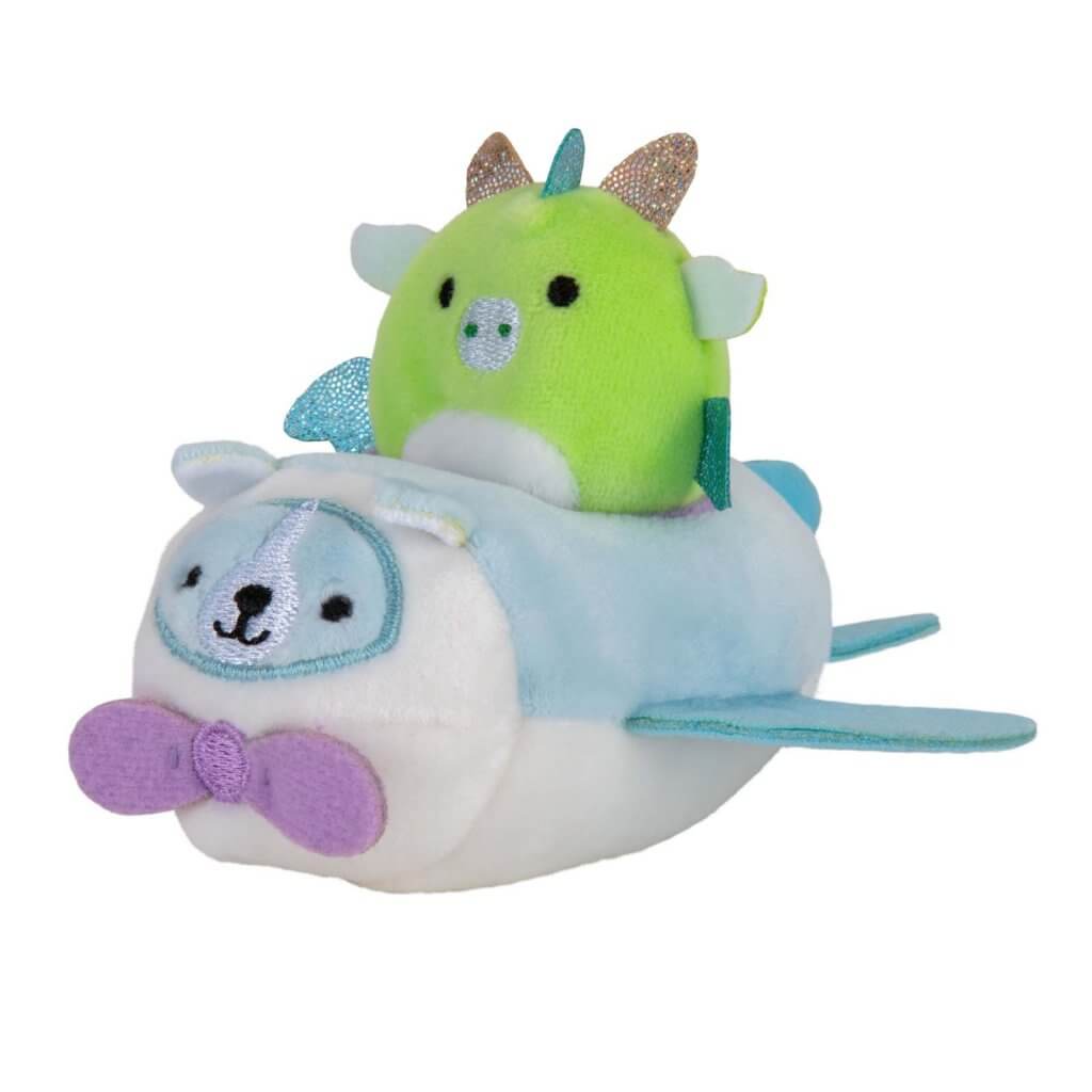 Dexter the Dragon in Plane ~ Mini Squishmallow in VEHICLE Squishville Plush ~ IN