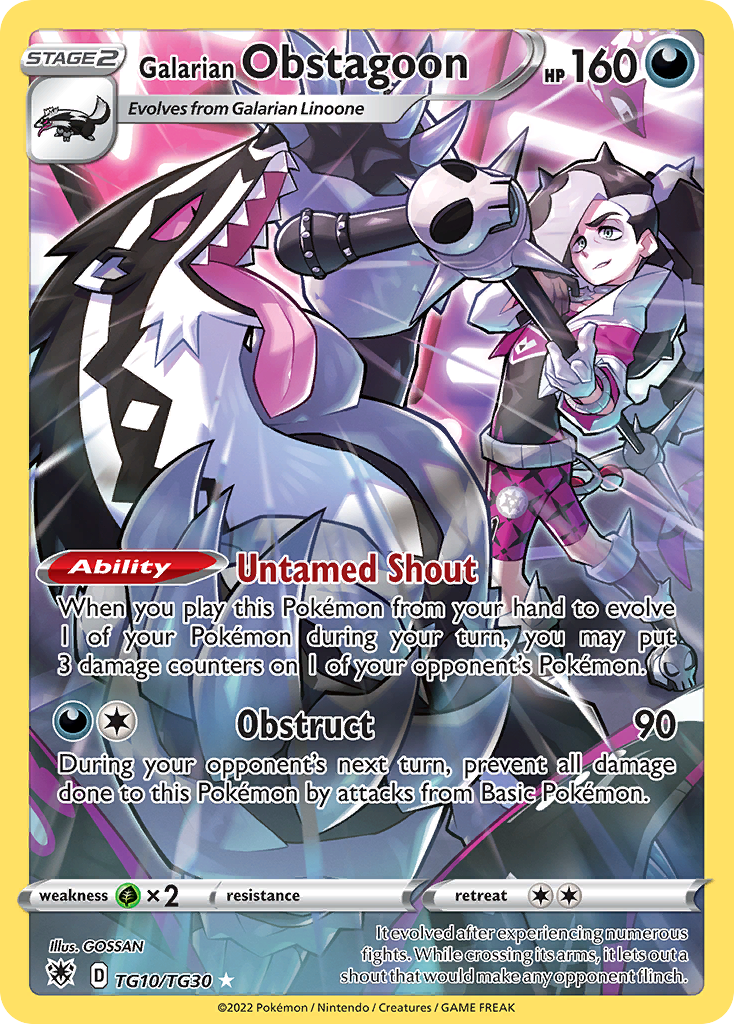 Galarian Obstagoon TG10/30 Trainer Gallery Rare Holo | Astral Radiance Trainer Gallery | Pokemon Card