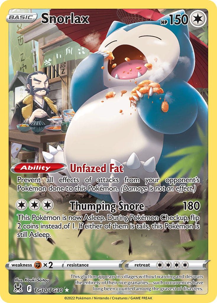 Snorlax TG10/30 Trainer Gallery Rare Holo | Lost Origin Trainer Gallery | Pokemon Card