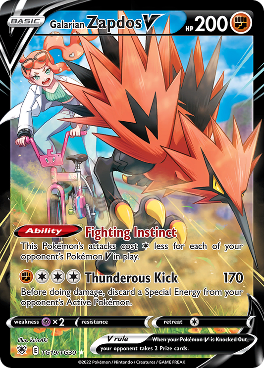 Galarian Zapdos V TG19/30 Rare Holo V | Astral Radiance Trainer Gallery | Pokemon Card