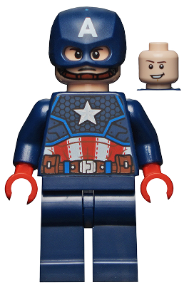 Captain America - Dark Blue Suit, Red LEGO Minifigure | Avengers