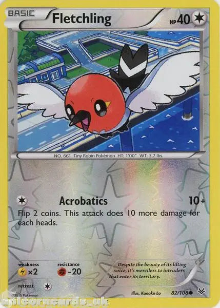 Fletchling 82/108 Reverse Holo | Roaring Skies | Pokemon Card
