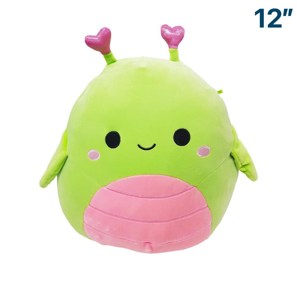 Hadeon the Grasshopper with Pink Heart Antennae ~ 12" Squishmallow Heart Squad
