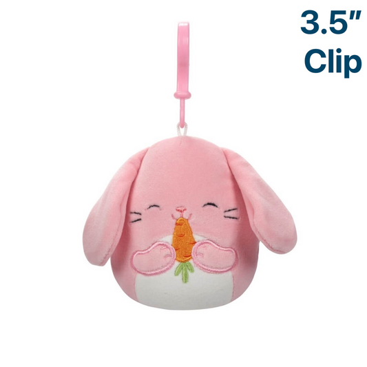 Pink Bunny with Carrot ~ 3.5"Clip On 2024 Easter Squishmallow Plush ~ LIMIT 1 PER CUSTOMER