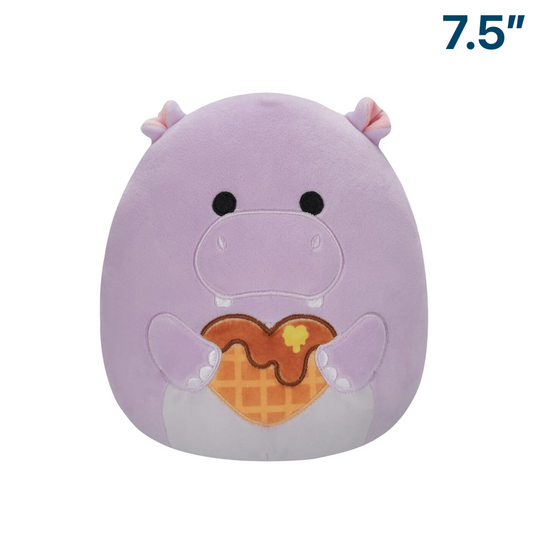 Purple Hippo with Heart Waffle ~ 7.5" 2024 Valentines Day Squishmallow Plush ~ IN STOCK!