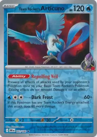 Team Rocket's Articuno 51/182 Reverse Holo | Destined Rivals | Pokemon Card