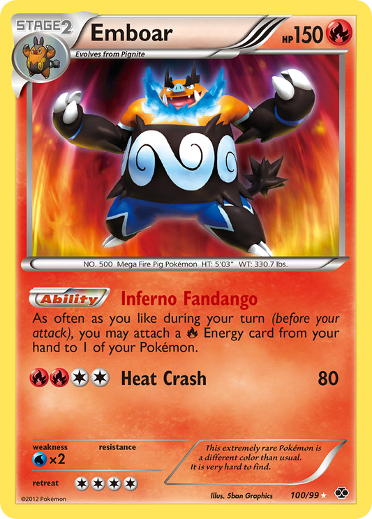Emboar 100/99 Rare Secret | Next Destinies | Pokemon Card