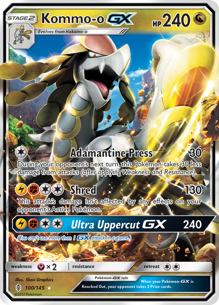 Kommo-o-GX 100/145 Rare Holo GX | Guardians Rising | Pokemon Card