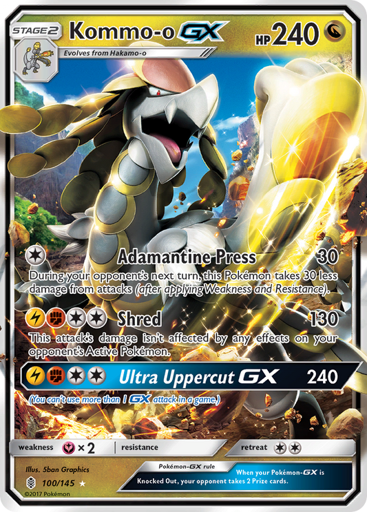 Kommo-o-GX 100/145 Rare Holo GX | Guardians Rising | Pokemon Card