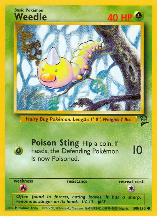 Weedle 100/130 Common | Base Set 2 | Pokemon Card