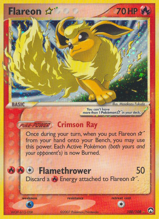 Flareon ★ 100/108 Rare Holo Star | Power Keepers | Pokemon Card