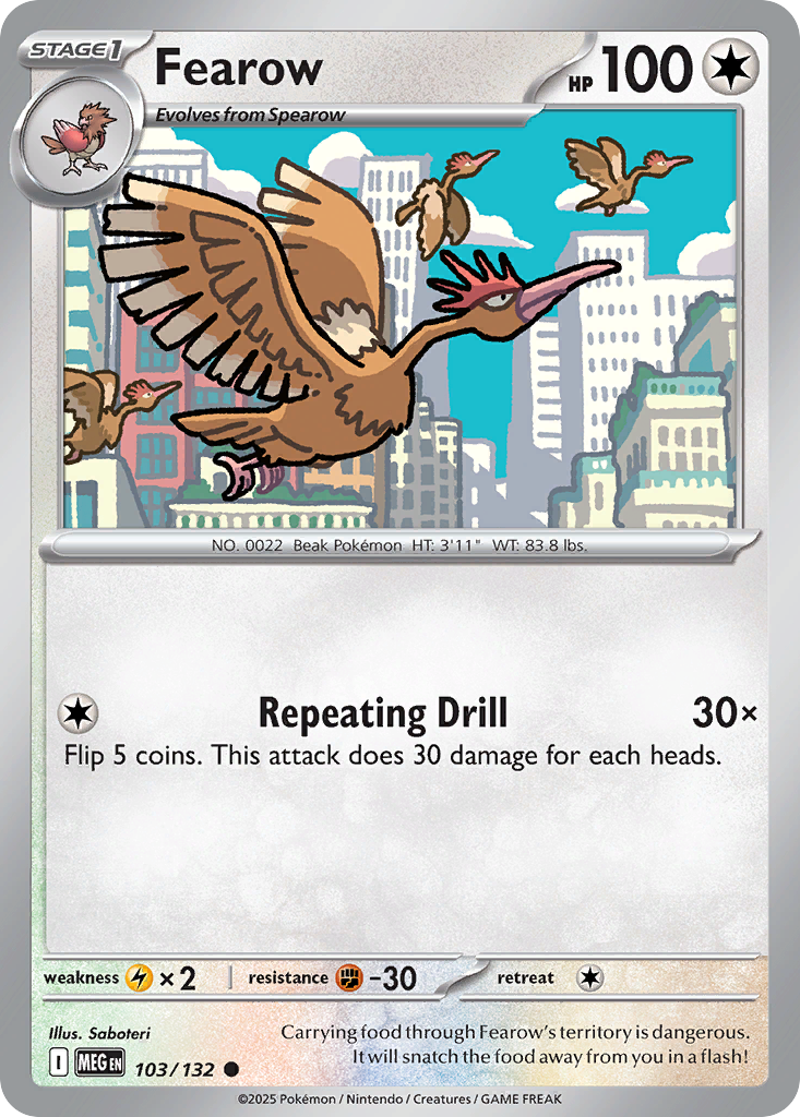 Fearow 103/132 Common | Mega Evolution | Pokemon Card