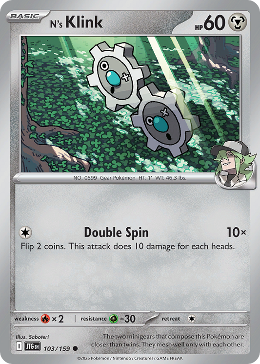 N's Klink 103/159 Common | Journey Together | Pokemon Card
