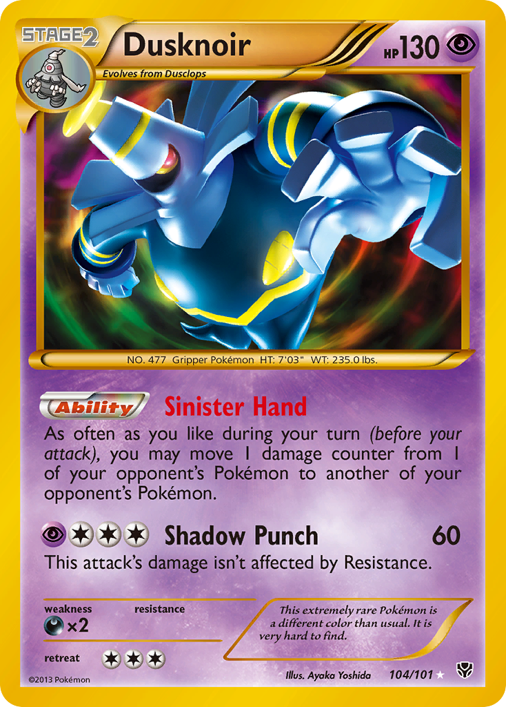 Dusknoir 104/101 Rare Secret | Plasma Blast | Pokemon Card