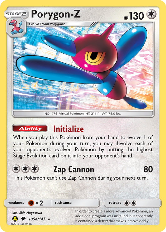 Porygon-Z 105a/147 Rare Holo | Burning Shadows | Pokemon Card