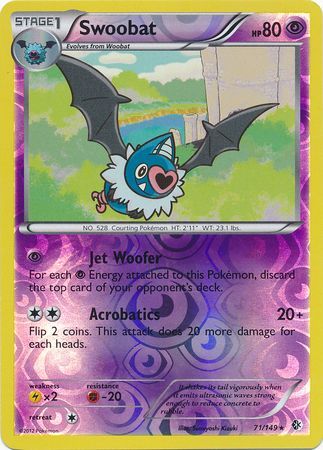 Swoobat 71/149 Reverse Holo | Boundaries Crossed | Pokemon Card