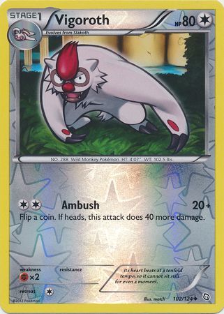 Vigoroth 102/124 Reverse Holo | Dragons Exalted | Pokemon Card