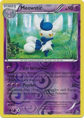 Meowstic 43/106 Reverse Holo | Flashfire | Pokemon Card