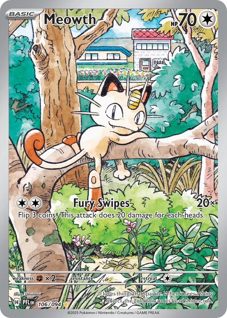Meowth 106/94 Illustration Rare | Phantasmal Flames | Pokemon Card
