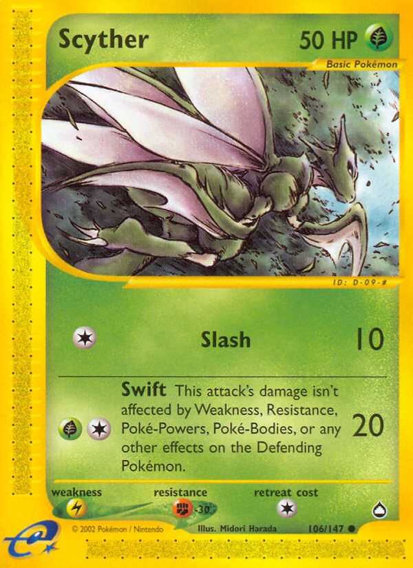 Scyther 106/147 Common | Aquapolis | Pokemon Card