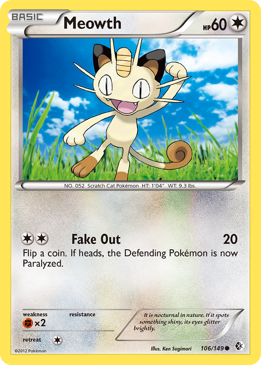 Meowth 106/149 Common | Boundaries Crossed | Pokemon Card