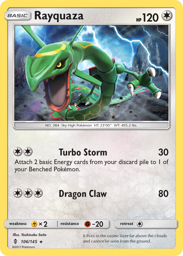 Rayquaza 106/145 Rare | Guardians Rising | Pokemon Card