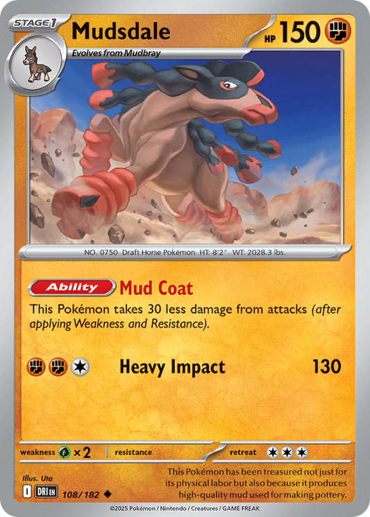 Mudsdale 108/182 Uncommon | Destined Rivals | Pokemon Card