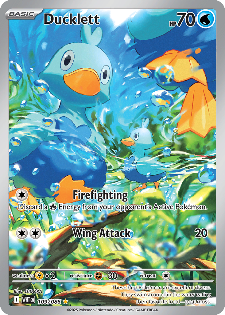 Ducklett 109/86 Illustration Rare | White Flare | Pokemon Card