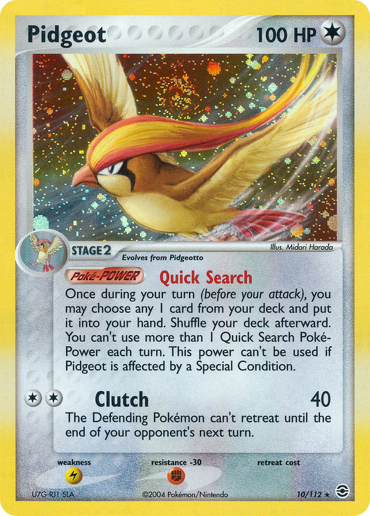 Pidgeot 10/112 Rare Holo | FireRed & LeafGreen | Pokemon Card