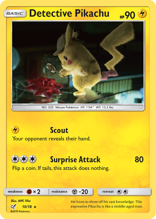 Detective Pikachu 10/18 Rare | Detective Pikachu | Pokemon Card