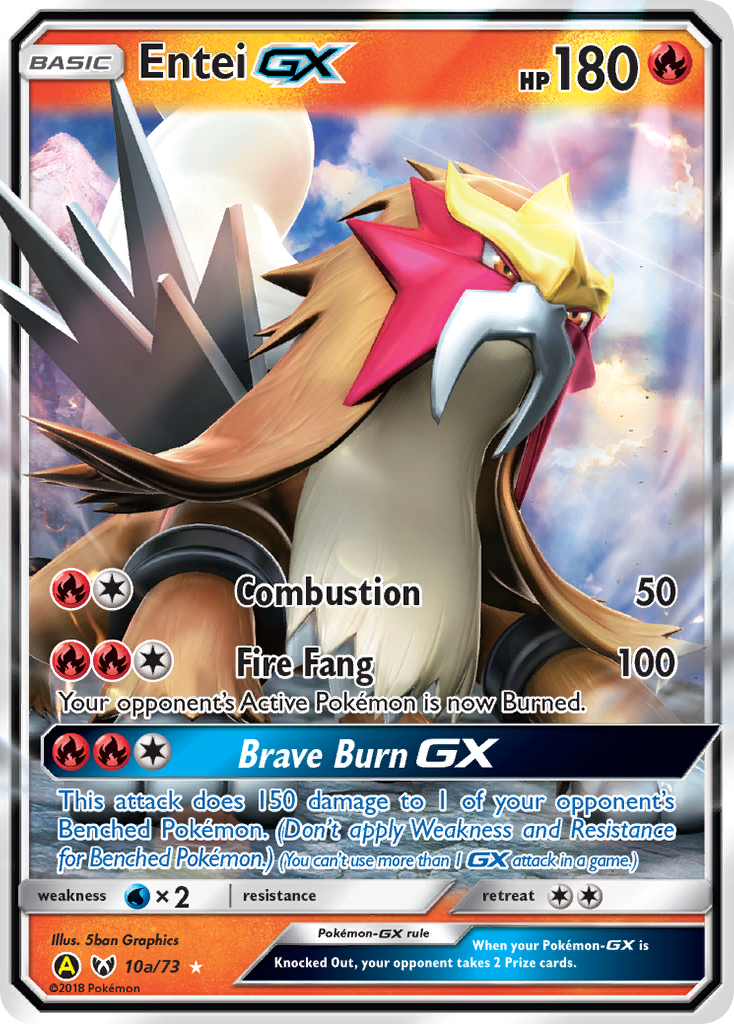 Entei-GX 10a/73 Rare Holo GX | Shining Legends | Pokemon Card