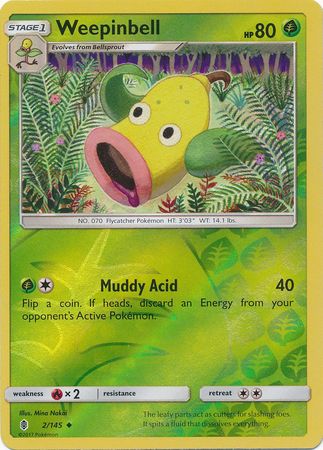 Weepinbell 2/145 Reverse Holo | Guardians Rising | Pokemon Card