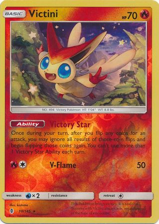 Victini 10/145 Reverse Holo | Guardians Rising | Pokemon Card