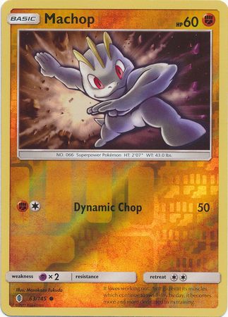 Machop 63/145 Reverse Holo | Guardians Rising | Pokemon Card