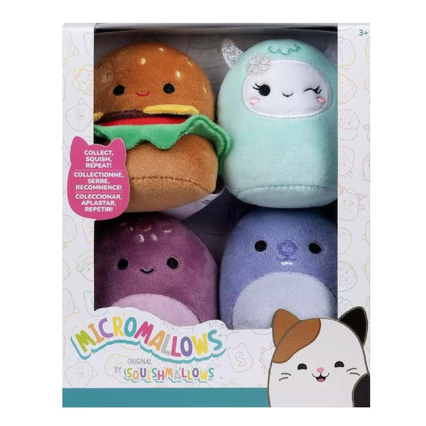 4 Pack (G) Carl, Yollie, Javari, Tudor - 2.5" Micromallows Squishmallow Plush