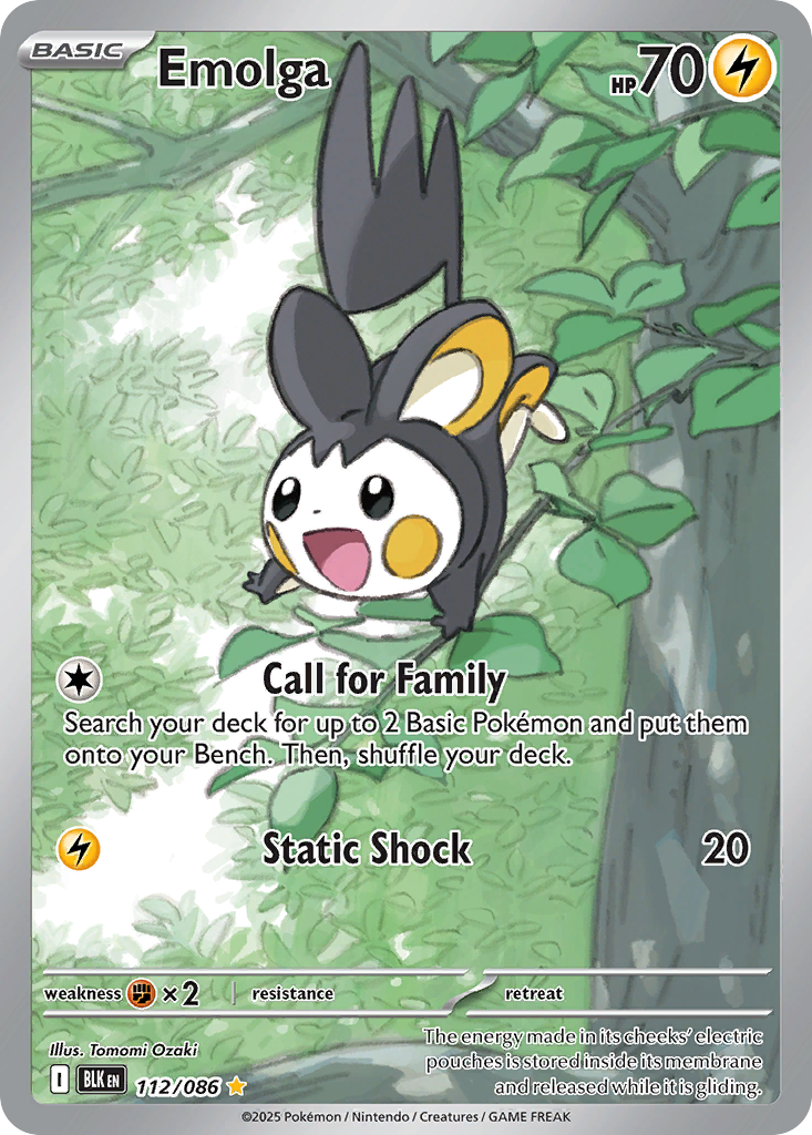 Emolga 112/86 Illustration Rare | Black Bolt | Pokemon Card