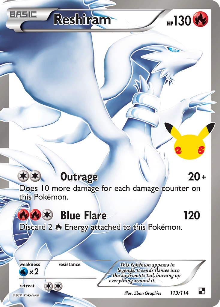 Reshiram 113/25 Classic Collection | Celebrations: Classic Collection | Pokemon Card