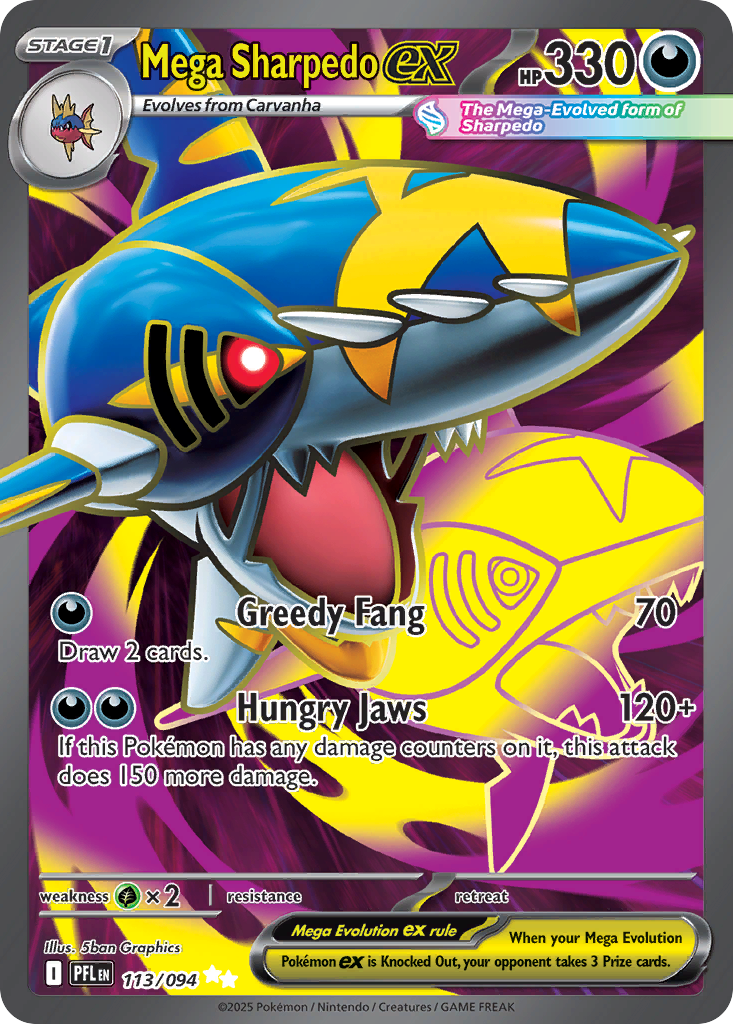 Mega Sharpedo ex 113/94 Ultra Rare | Phantasmal Flames | Pokemon Card