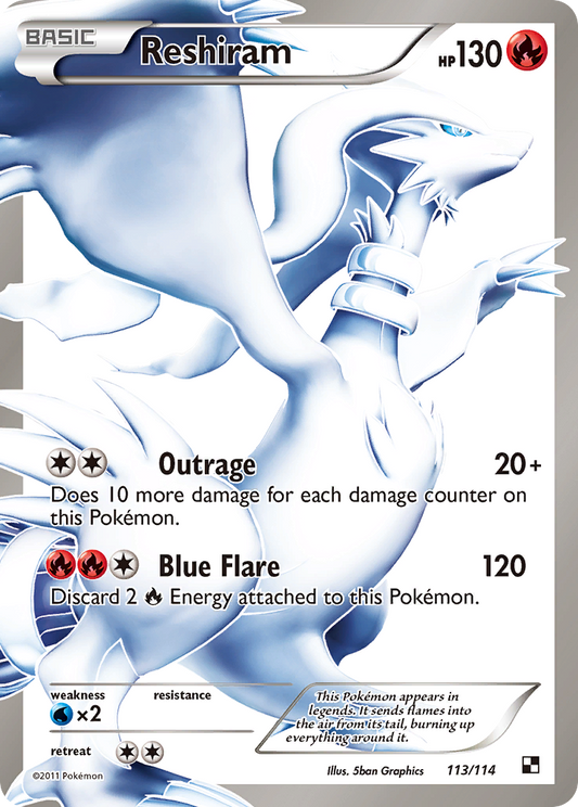 Reshiram 113/114 Rare Ultra | Black & White | Pokemon Card
