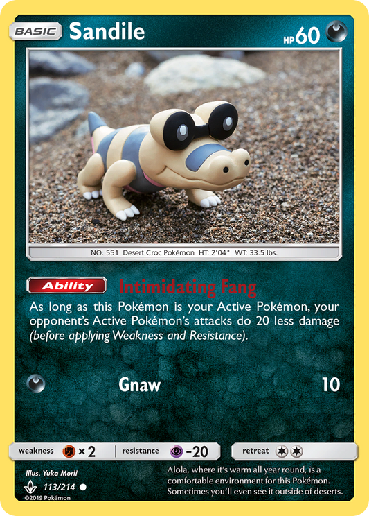 Sandile 113/214 Common | Unbroken Bonds | Pokemon Card