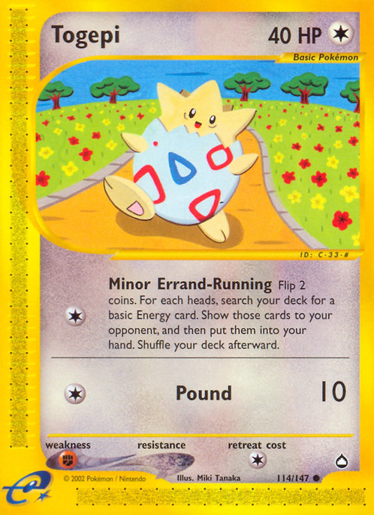 Togepi 114/147 Common | Aquapolis | Pokemon Card