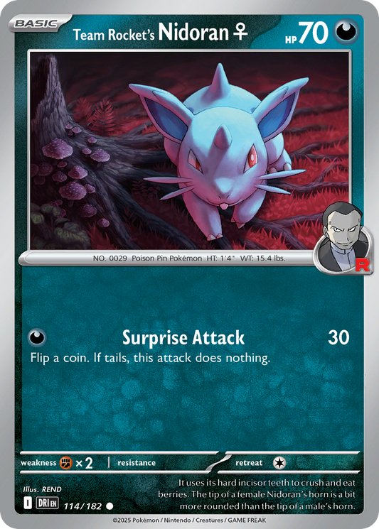 Team Rocket's Nidoran 114/182 Common | Destined Rivals | Pokemon Card