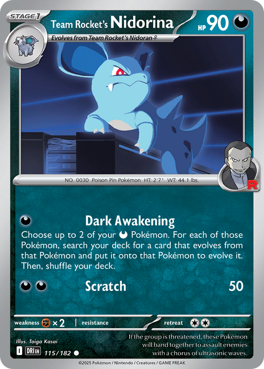 Team Rocket's Nidorina 115/182 Common | Destined Rivals | Pokemon Card